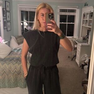 Free People Black Sleeveless Jumpsuit